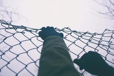 Unauthorized Entry Thru Fence Stock Photos