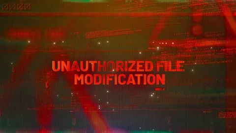 Unauthorized File Modification Word on High Technology Futuristic Background Stock Footage 342789428