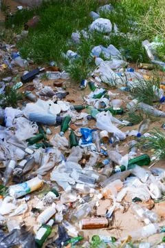Unauthorized garbage landfill Stock Photos