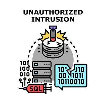 Unauthorized intrusion concept with data security breach Stockillustratie
