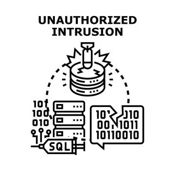 Unauthorized intrusion concept with data security breach Stock Illustration