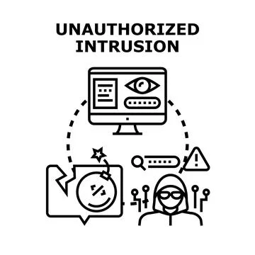Unauthorized intrusion finding data security breach concept Stock Illustration