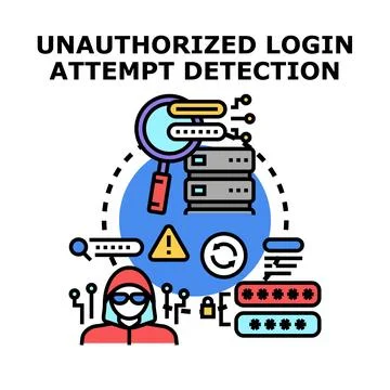Unauthorized login attempt detection system security Stock Illustration