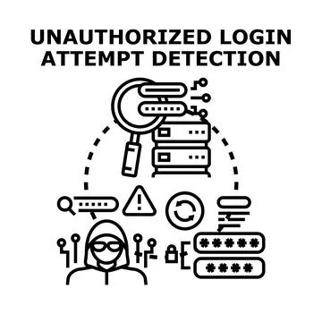 Unauthorized login attempt detection system security 스톡 일러스트