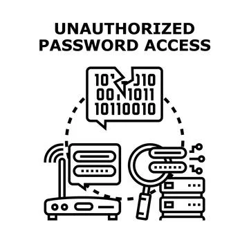 Unauthorized password access cyber security concept Stock Illustration