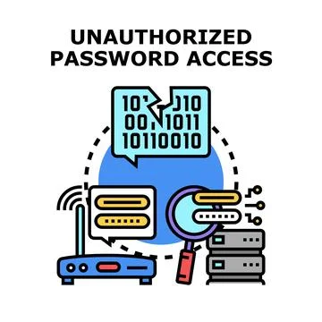 Unauthorized password access cyber security concept Stock Illustration