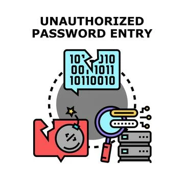 Unauthorized password entry and data security risk イラスト素材
