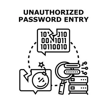 Unauthorized password entry and data security risk Illustrazione stock