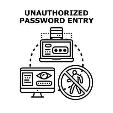 Unauthorized password entry preventing cyber access security Stock Illustration