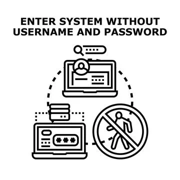 Unauthorized system access without identifying credentials Stock Illustration