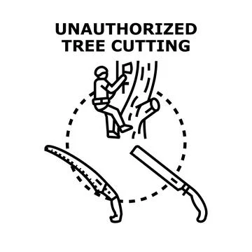 Unauthorized tree cutting concept vector illustration Stock Illustration