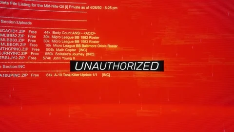 Unauthorized on warning hack background screen Stock Footage 342789489