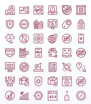Unavailable Vector Graphics Pack including 42 Regular Line 64x64 Display Pe.. Stock Illustration