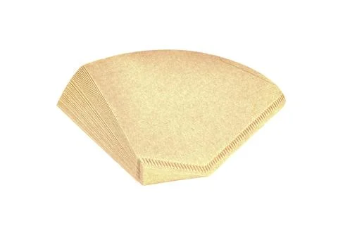 Unbleached brown coffee filter isolated on white background Stock Photos