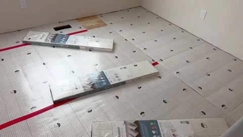 Unboxed Flooring Planks on Protective Sheet Stock Footage 318237421