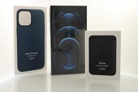 Unboxing the all new Apple iPhone 12 Pro Max. Stock Photos