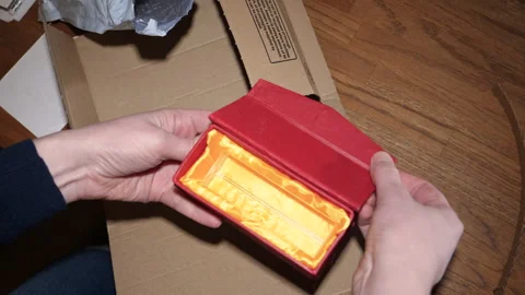 Unboxing Amazon Prime Parcel with Glass Optic Inside Stock Footage 304620045