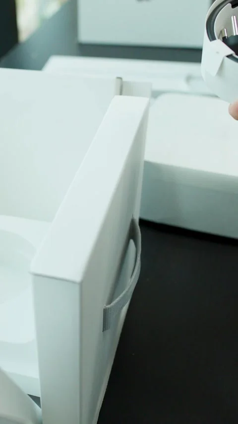 Unboxing and Removing Power Cable from Desktop Computer Packaging Stock Footage 323046733