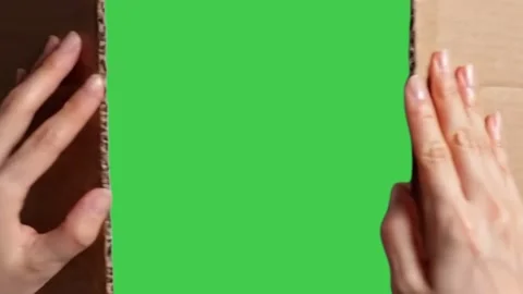 Unboxing Cardboard Box Green Screen Video Overlay Stock Footage 344766989