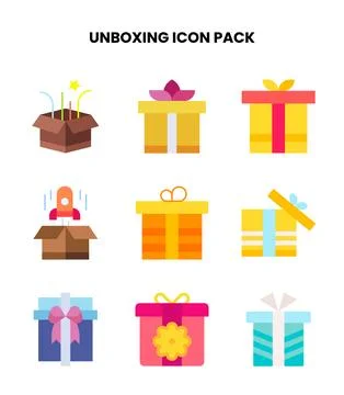 Unboxing Flat Bundle Icons Pack 스톡 일러스트