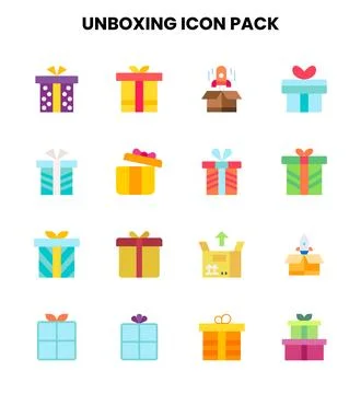 Unboxing Flat UI Icons Pack 스톡 일러스트