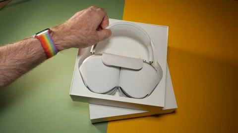 Unboxing hands of the best Apple Computers AirPods Max Stock-Footage 146965670