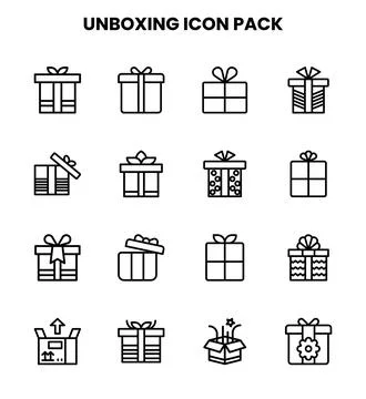 Unboxing Line Bundle Icons Pack Stock Illustration