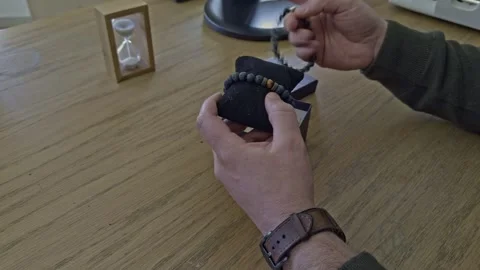 Unboxing small box of Bracelet Stock Footage 329710684