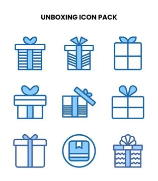Unboxing Two Colour Set Icons Pack イラスト素材