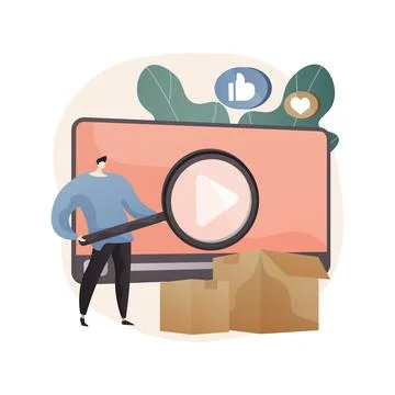 Unboxing video abstract concept vector illustration. Stock Illustration