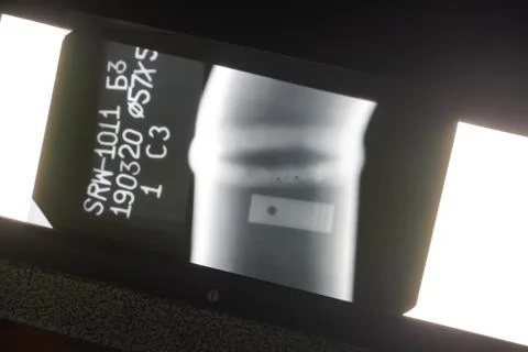 Unbrakable control. X-ray of the weld of the pipeline. Weld marriage. The acc Stock Photos