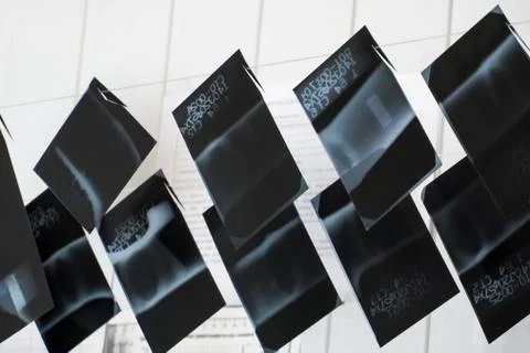 Unbrakable control. X-rays of the welds of the process pipeline at the petroc Stock Photos