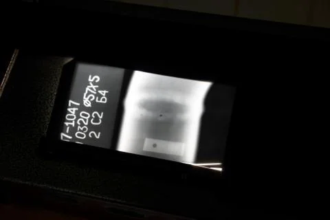 Unbrakable control. X-rays of the welds of the process pipeline at the petroc Stock Photos