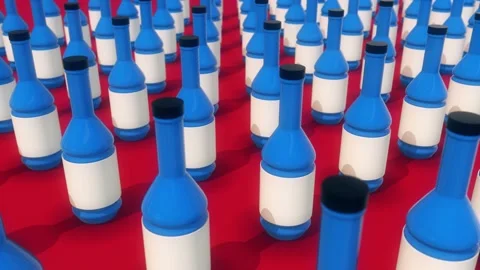 Unbranded oil additive Bottles in a row 4k Stock Footage 148487953