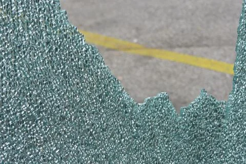 Unbreakable glass damaged by crash Stock Photos