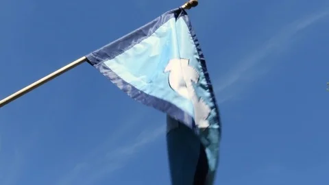 UNC Chapel Hill flag flys outside Stock Footage 74135386
