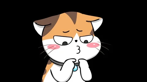 Uncertain Kitten Animation with Transparent Background Stock Footage 282772737