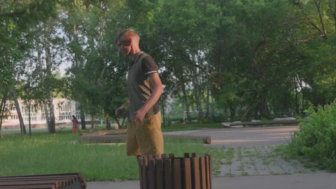 Uncertain Man Withdraws, Man Hesitates While Leaving Area, Anxious Man Moves Stock-Footage 324614145