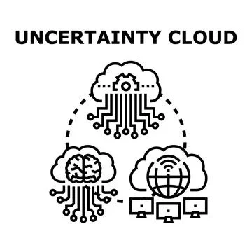 Uncertainty cloud concept connecting artificial intelligence and global data Illustrazione stock