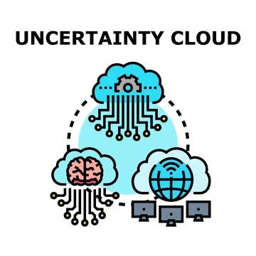 Uncertainty cloud concept connecting artificial intelligence and global data Stockillustratie
