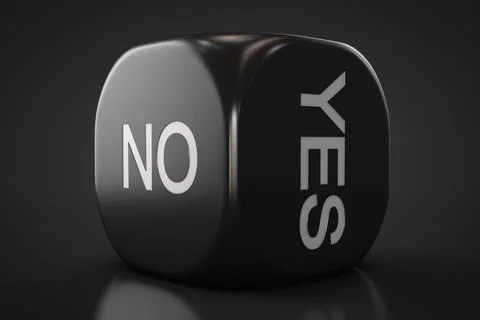 Uncertainty concept. A dice with answer choices Yes or No. Foto stock