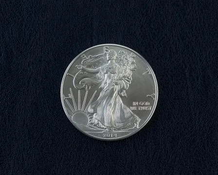 Uncirculated american silver eagle dollar coin Stock Photos
