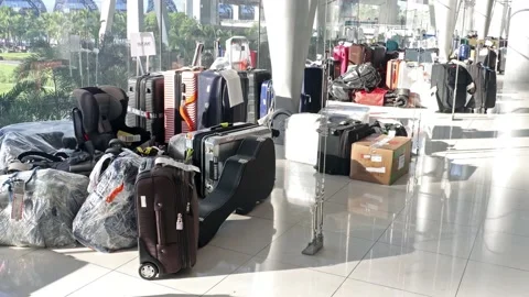 Unclaimed, delayed and lost luggage at Stock Video Pond5