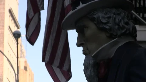 Uncle Sam with American flag Stock Footage 49770085
