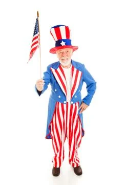 Uncle Sam with American Flag Stock Photos