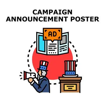 Uncle sam announcing campaign news with megaphone Stock Illustration