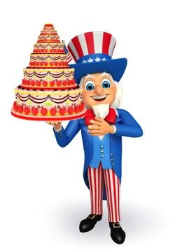 Uncle sam with cake Stock Illustration