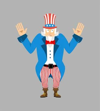 Uncle Sam confused oops. Man perplexed emotions. Uncle Sam surprise. Vector i Stock Illustration