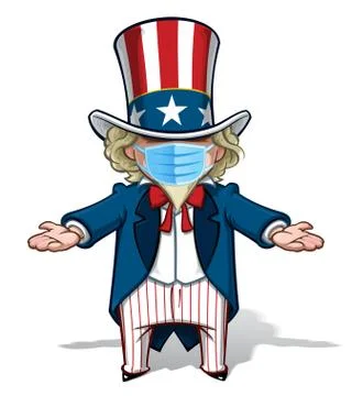 Uncle Sam Debating - Surgical Mask Stock Illustration