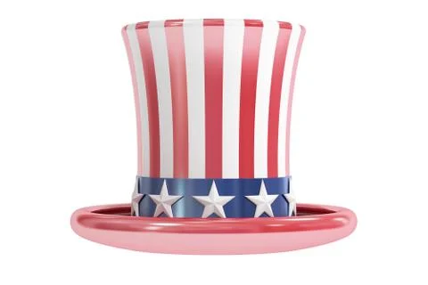Uncle Sam hat, American Hat, 3D rendering Stock Illustration